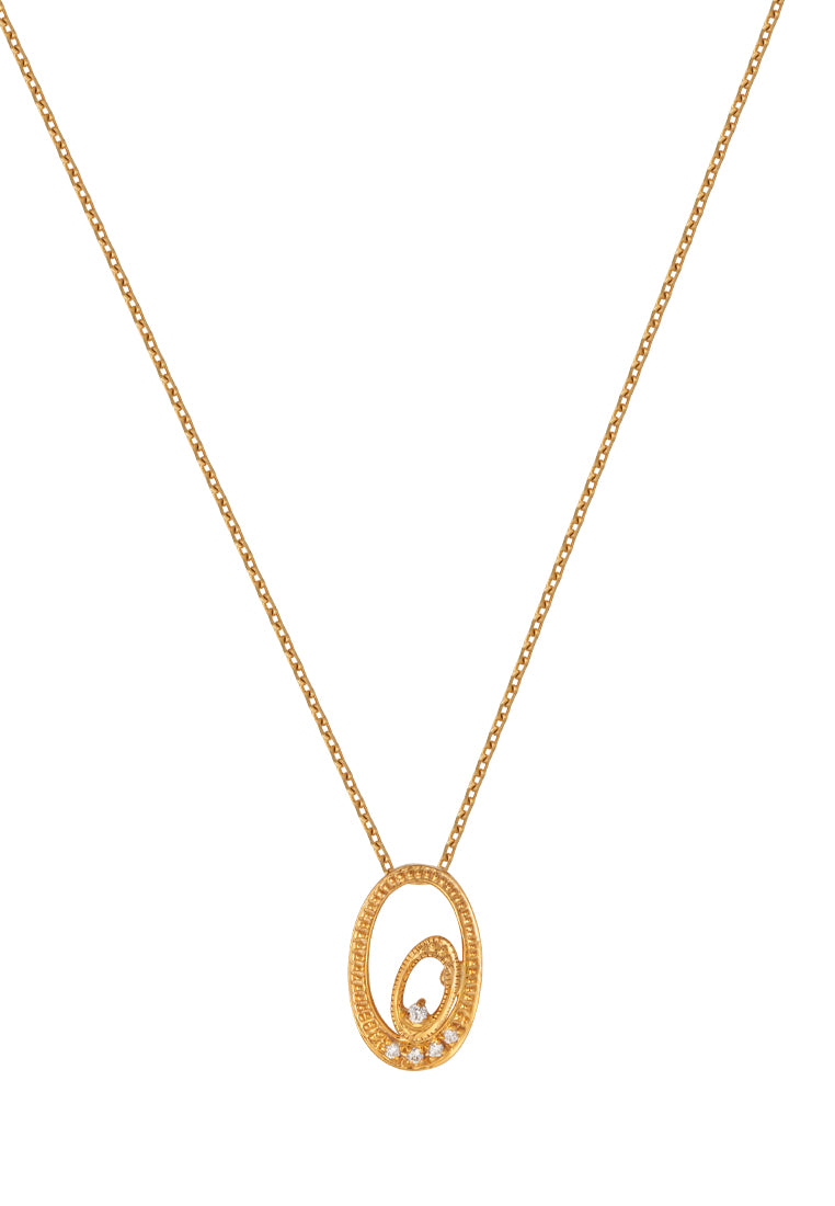 TOMEI Diamond Pendant Set, Yellow Gold 375