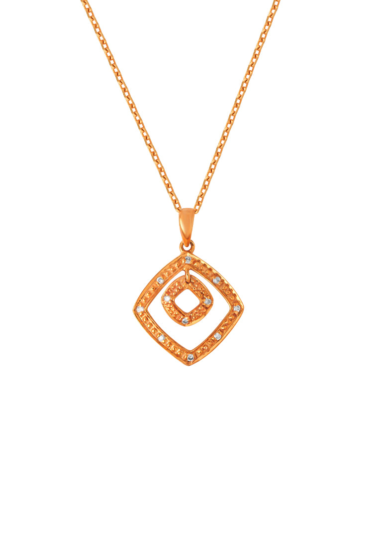 TOMEI Diamond Pendant Set, Yellow Gold 375