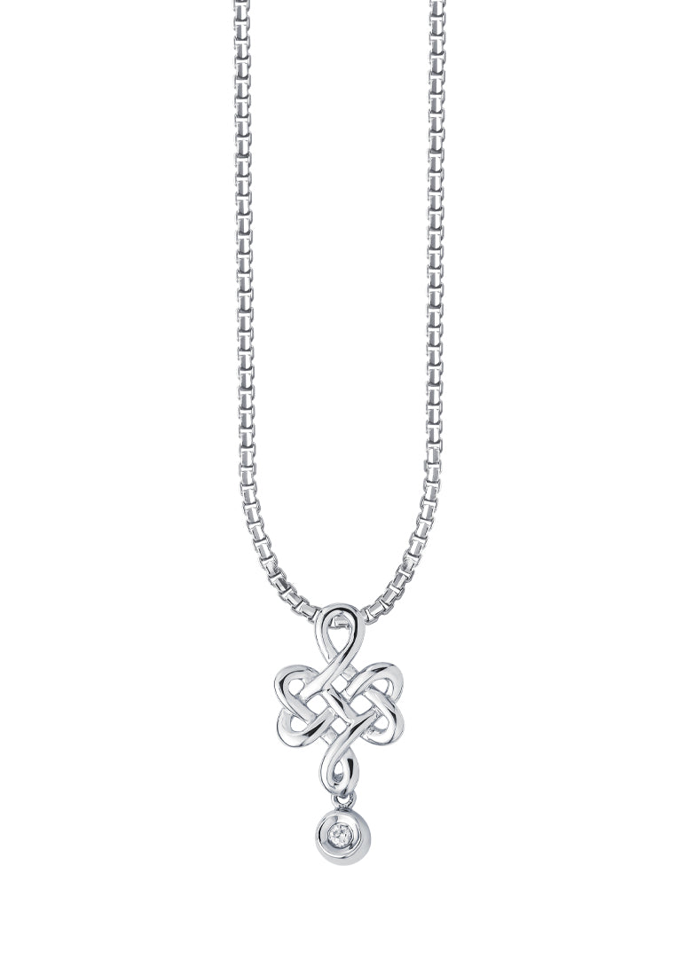 TOMEI Lovely Ruyi Knot Pendant Set, White Gold 375