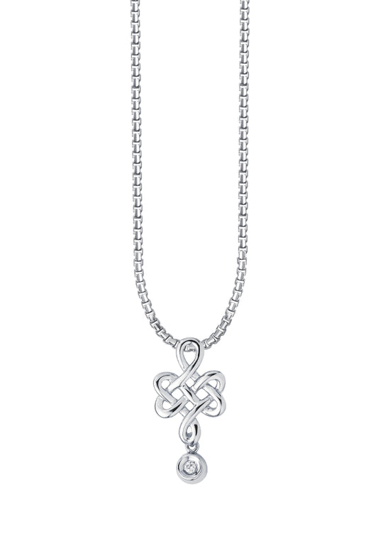 TOMEI Lovely Ruyi Knot Pendant Set, White Gold 375