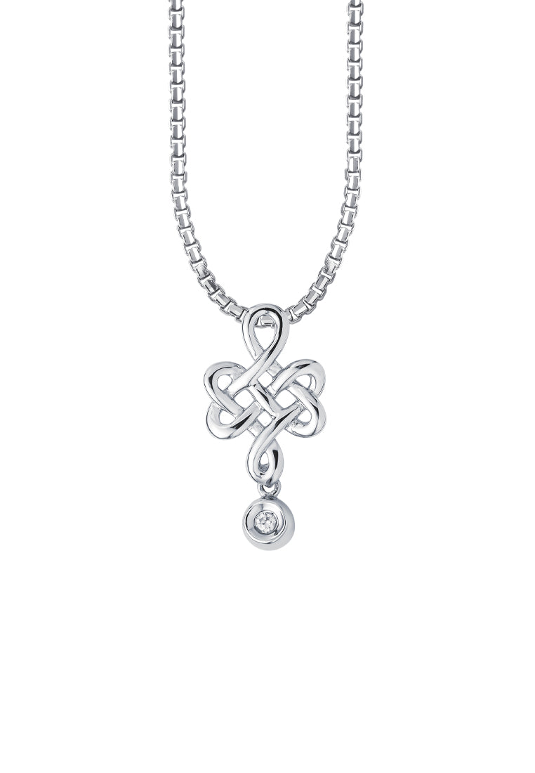 TOMEI Lovely Ruyi Knot Pendant Set, White Gold 375