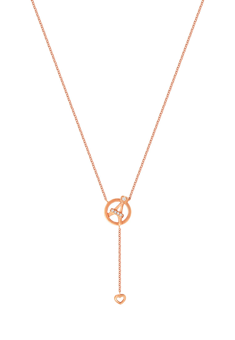 TOMEI Love Of Tower Necklace, Rose Gold 750