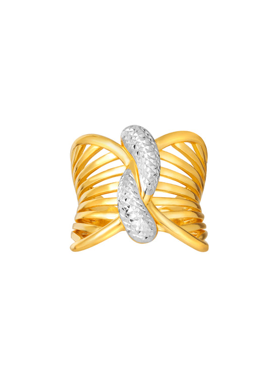 TOMEI Dual-Tone Spread Wings Ring, Yellow Gold 916