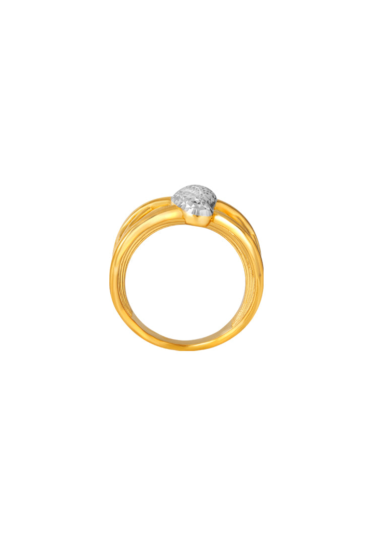 TOMEI Dual-Tone Spread Wings Ring, Yellow Gold 916