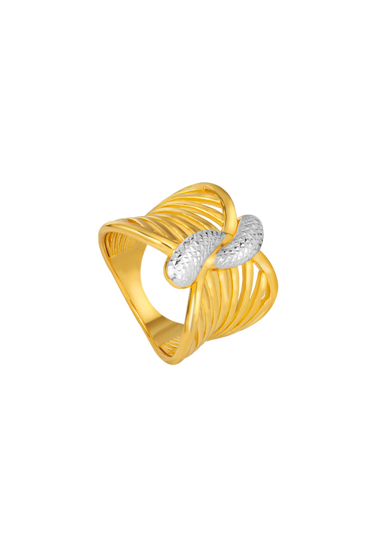 TOMEI Dual-Tone Spread Wings Ring, Yellow Gold 916