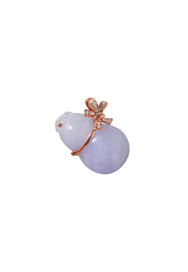 TOMEI Hulu Jade Pendant, Rose Gold 750