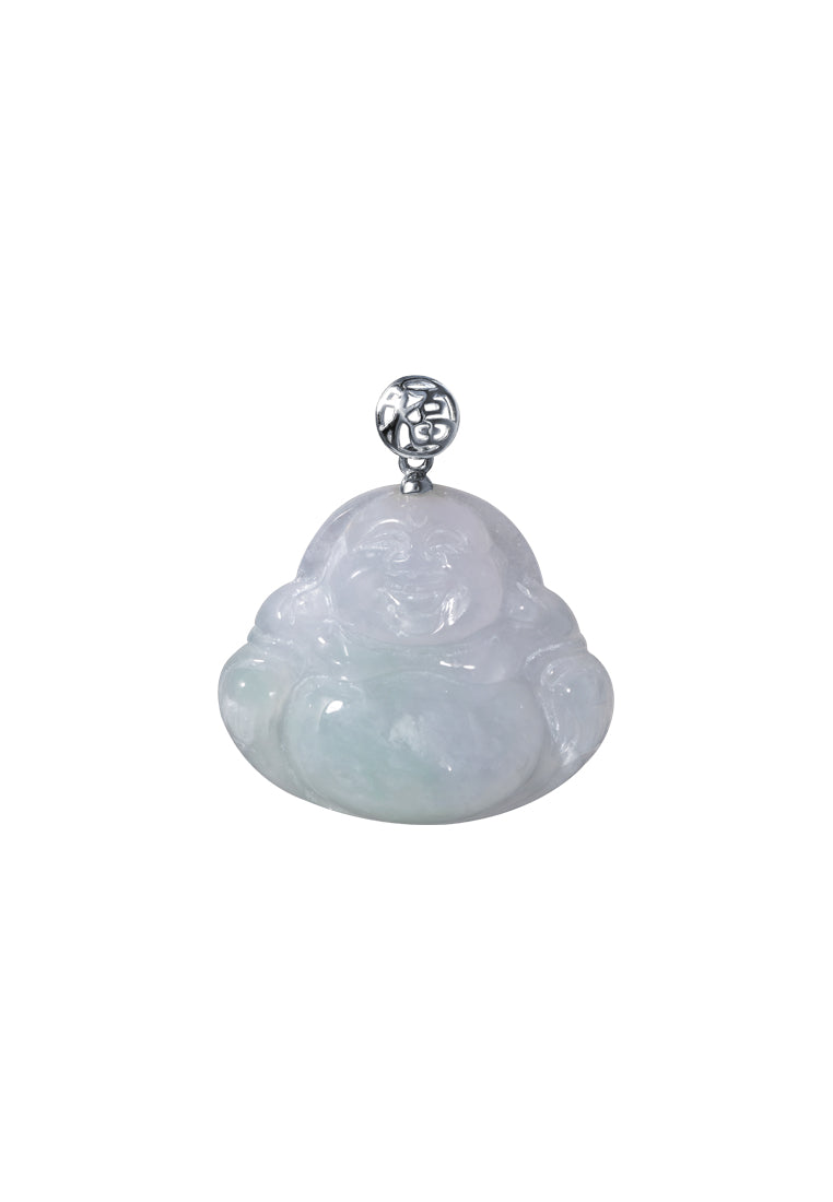 TOMEI Buddha Jade Pendant, White Gold 750