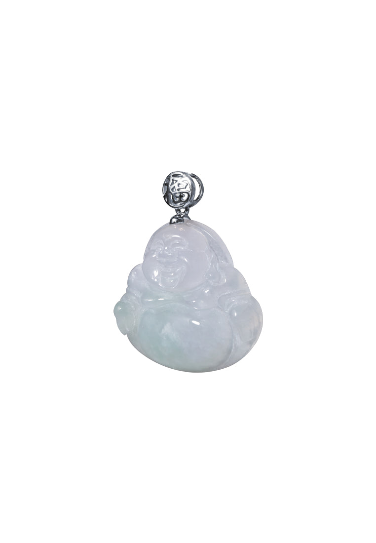 TOMEI Buddha Jade Pendant, White Gold 750