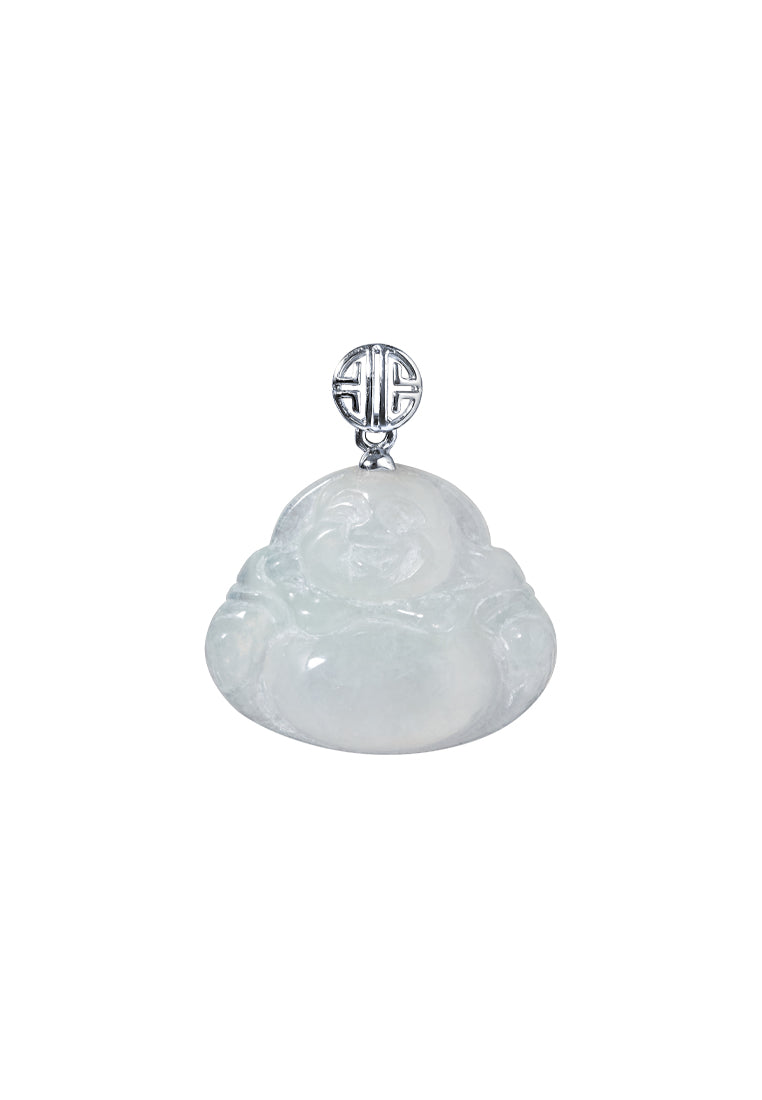 TOMEI Buddha Jade Pendant, White Gold 750