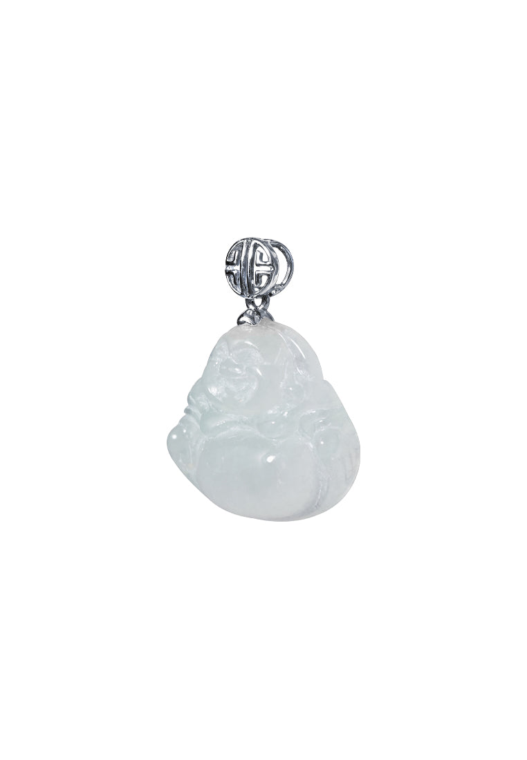 TOMEI Buddha Jade Pendant, White Gold 750