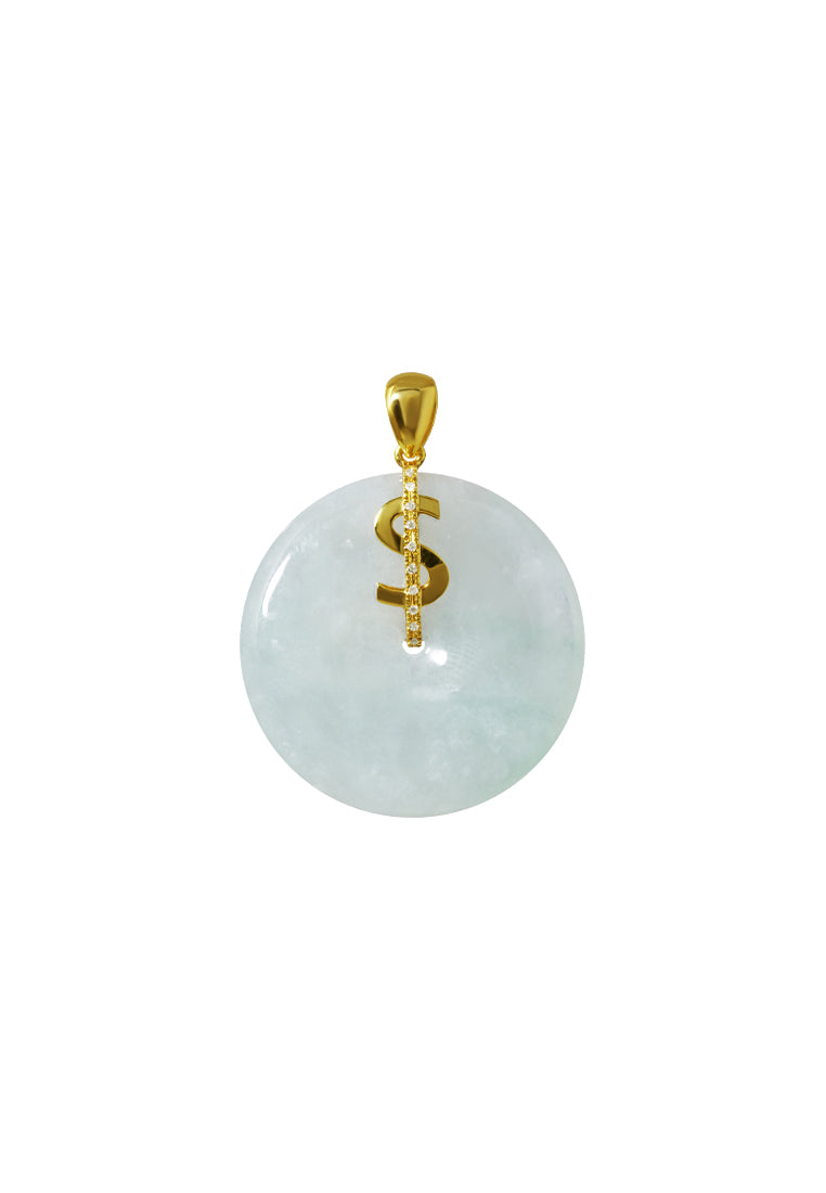 TOMEI Money Symbol Jade Pendant, White Gold 750