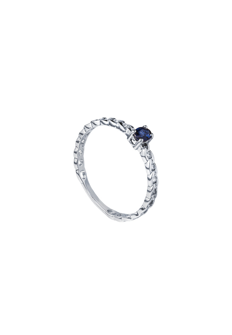 TOMEI Blue Sapphire Diamond Ring, White Gold 750