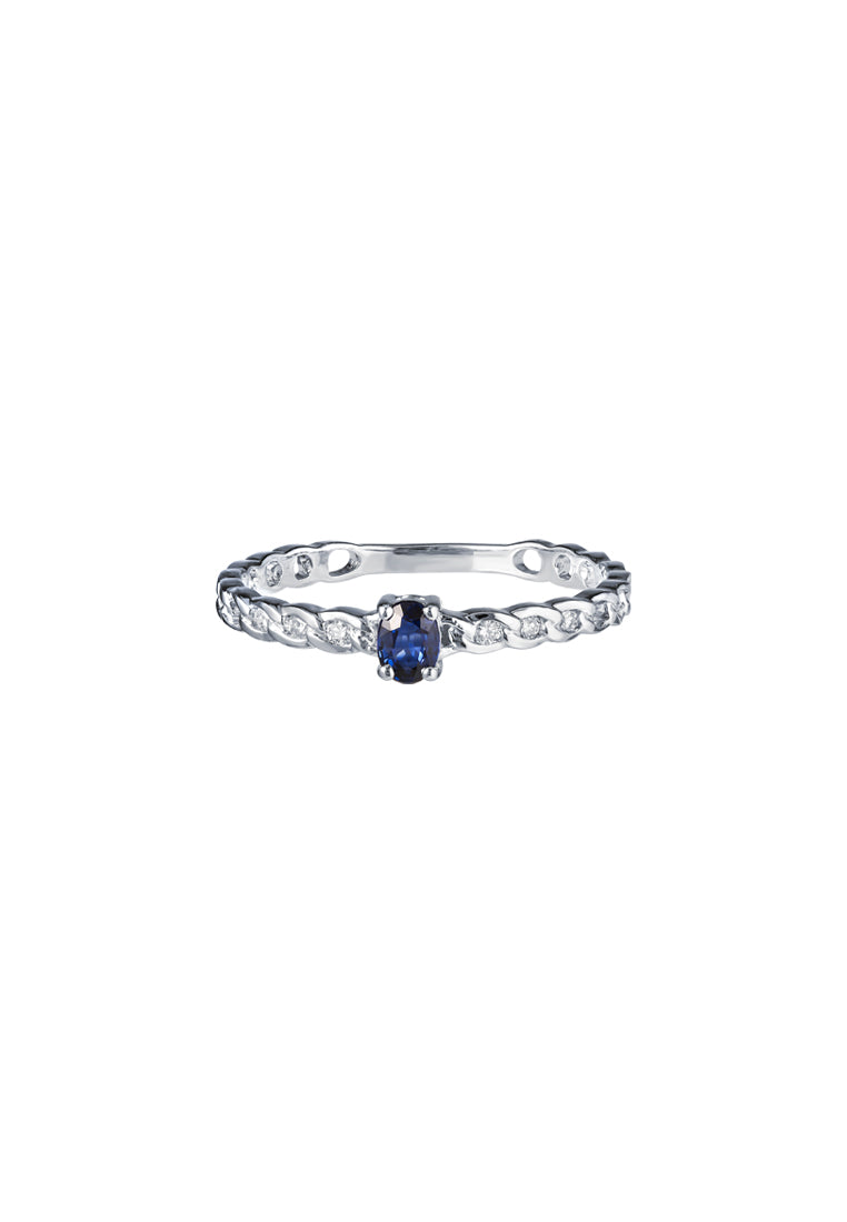 TOMEI Blue Sapphire Diamond Ring, White Gold 750