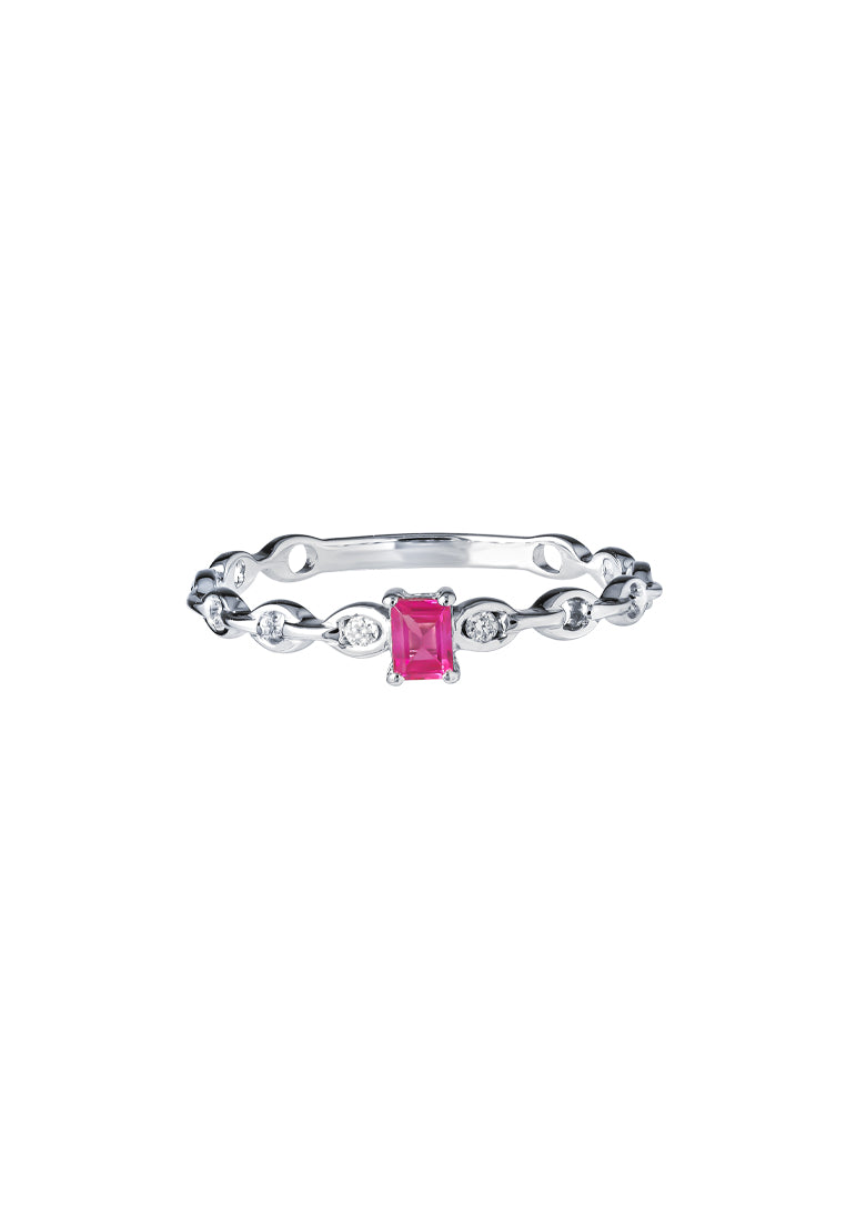 TOMEI Ruby Diamond Ring, White Gold 750