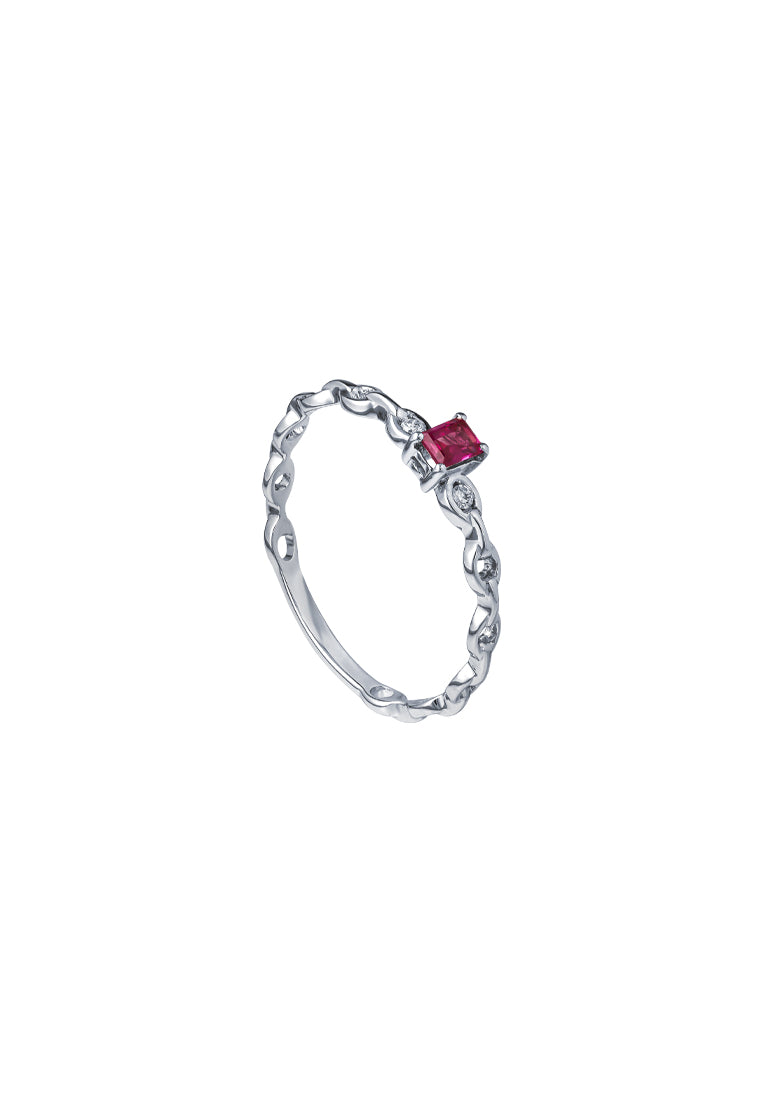 TOMEI Ruby Diamond Ring, White Gold 750