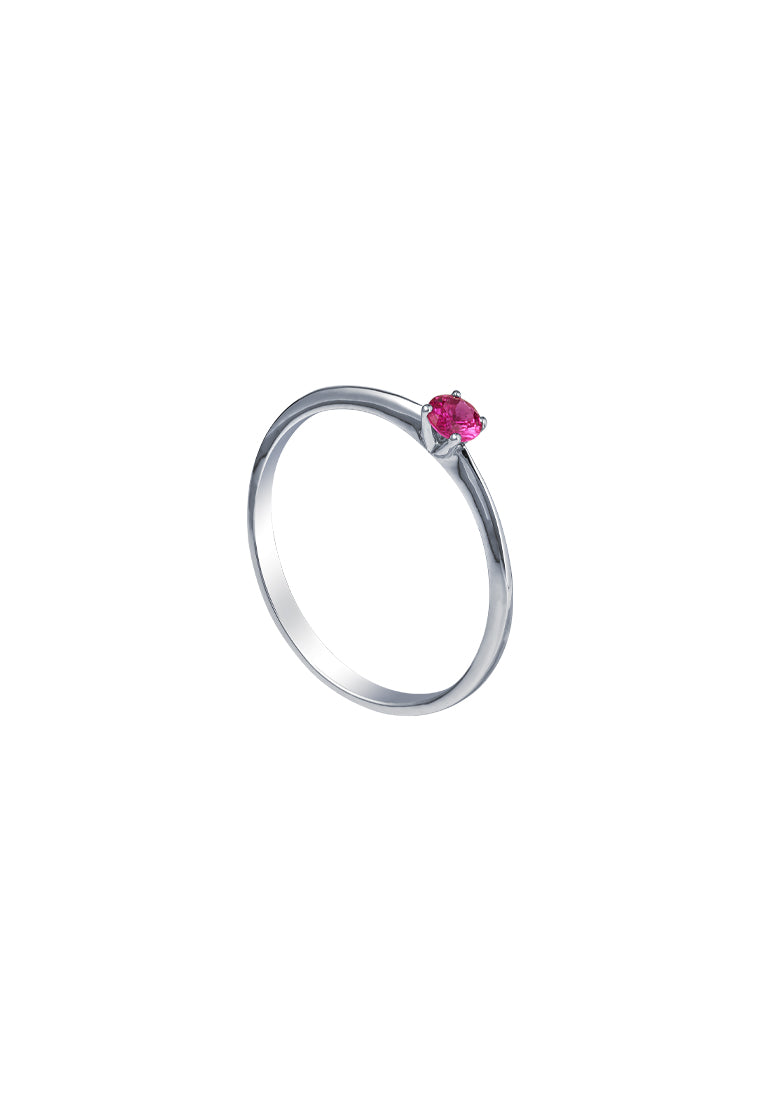 TOMEI Ruby Solitaire Ring, White Gold 750