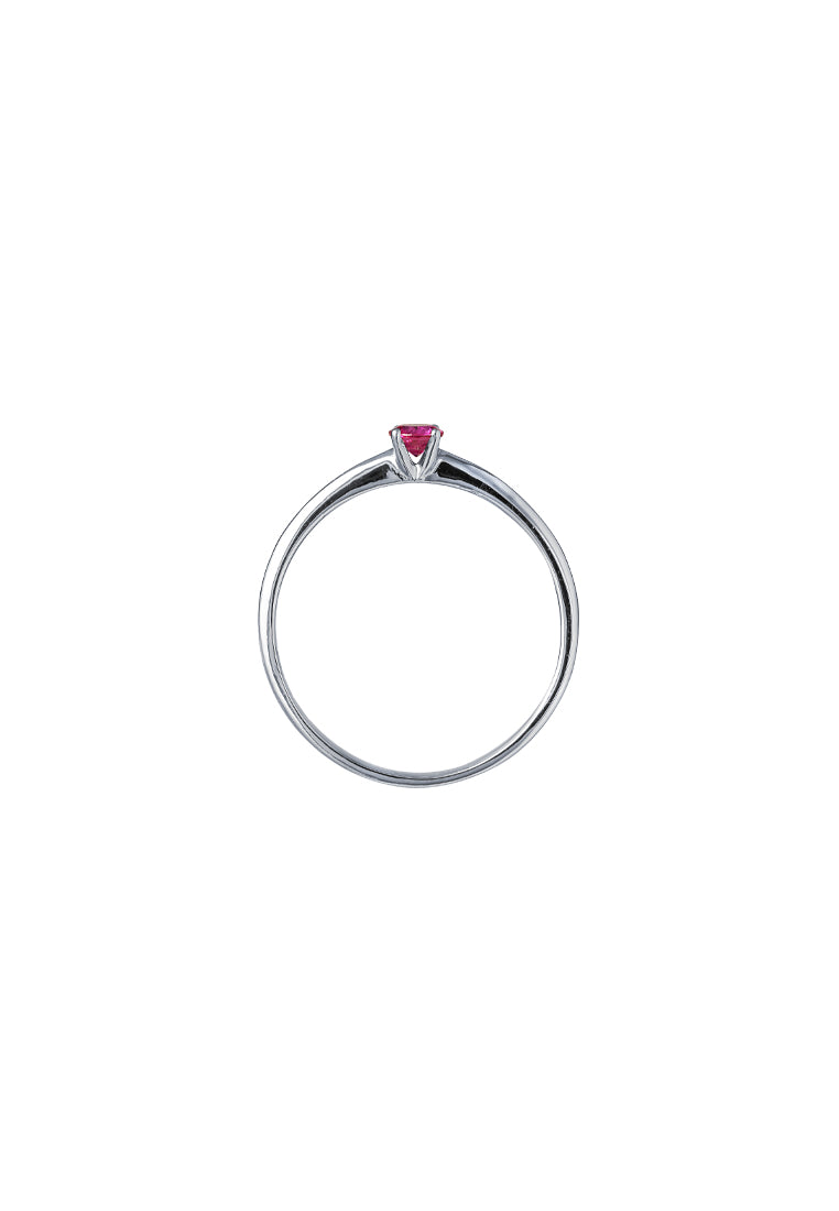 TOMEI Ruby Solitaire Ring, White Gold 750