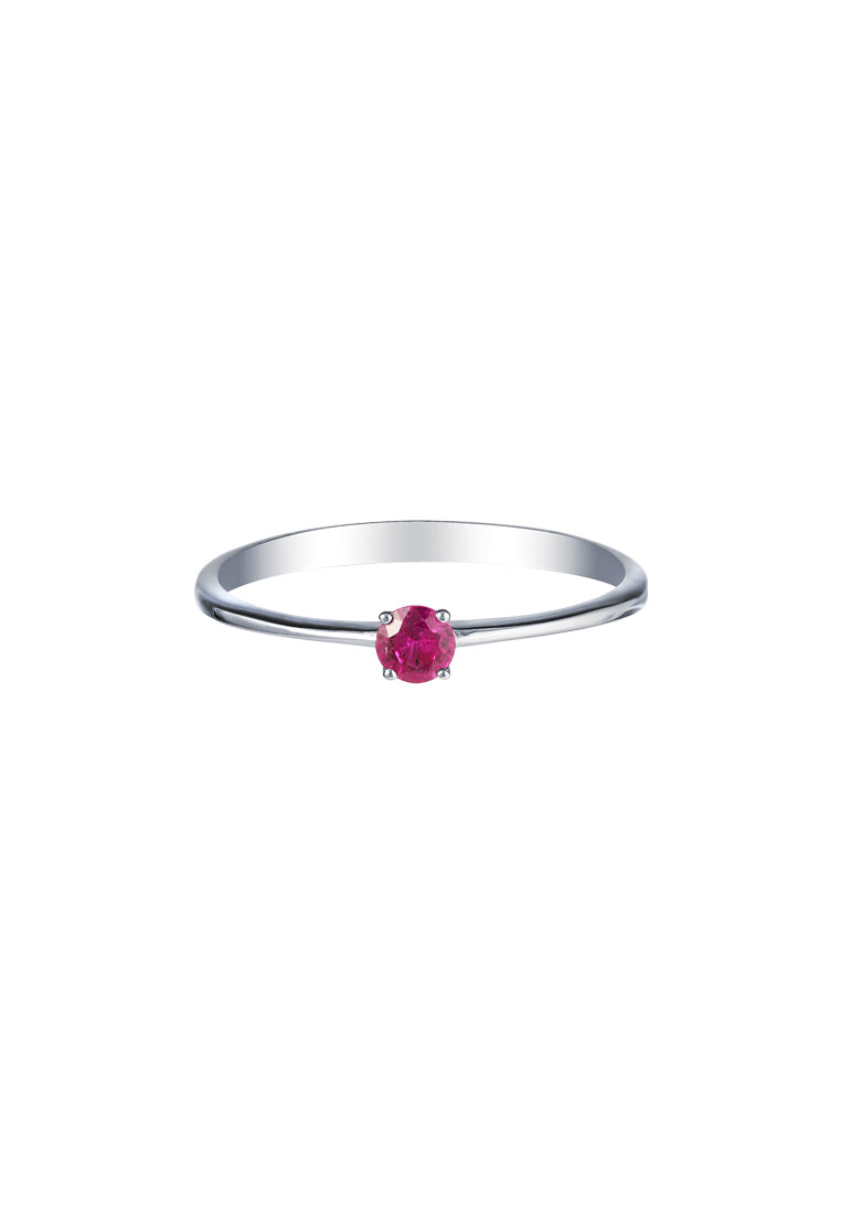 TOMEI Ruby Solitaire Ring, White Gold 750