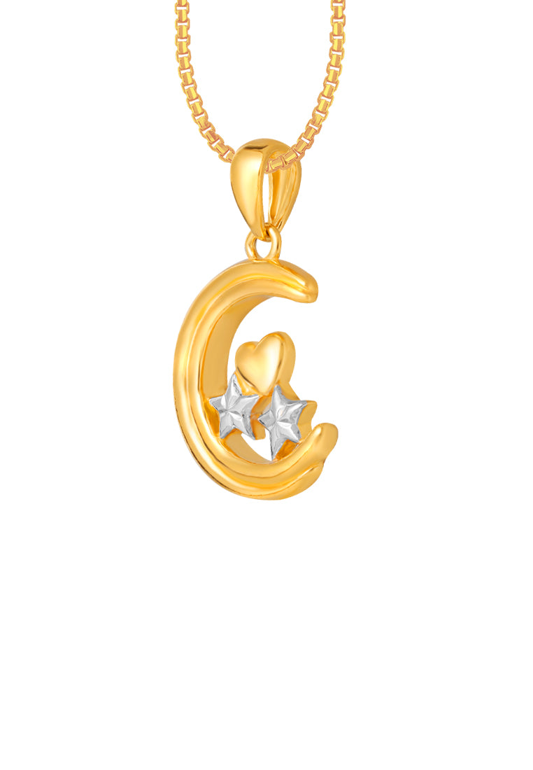 TOMEI Starry Moon Pendant, Yellow Gold 916