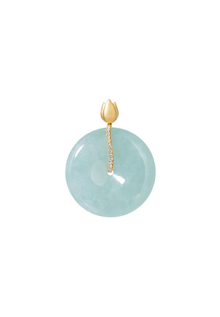 TOMEI Budding Flower Jade Pendant, Yellow Gold 750