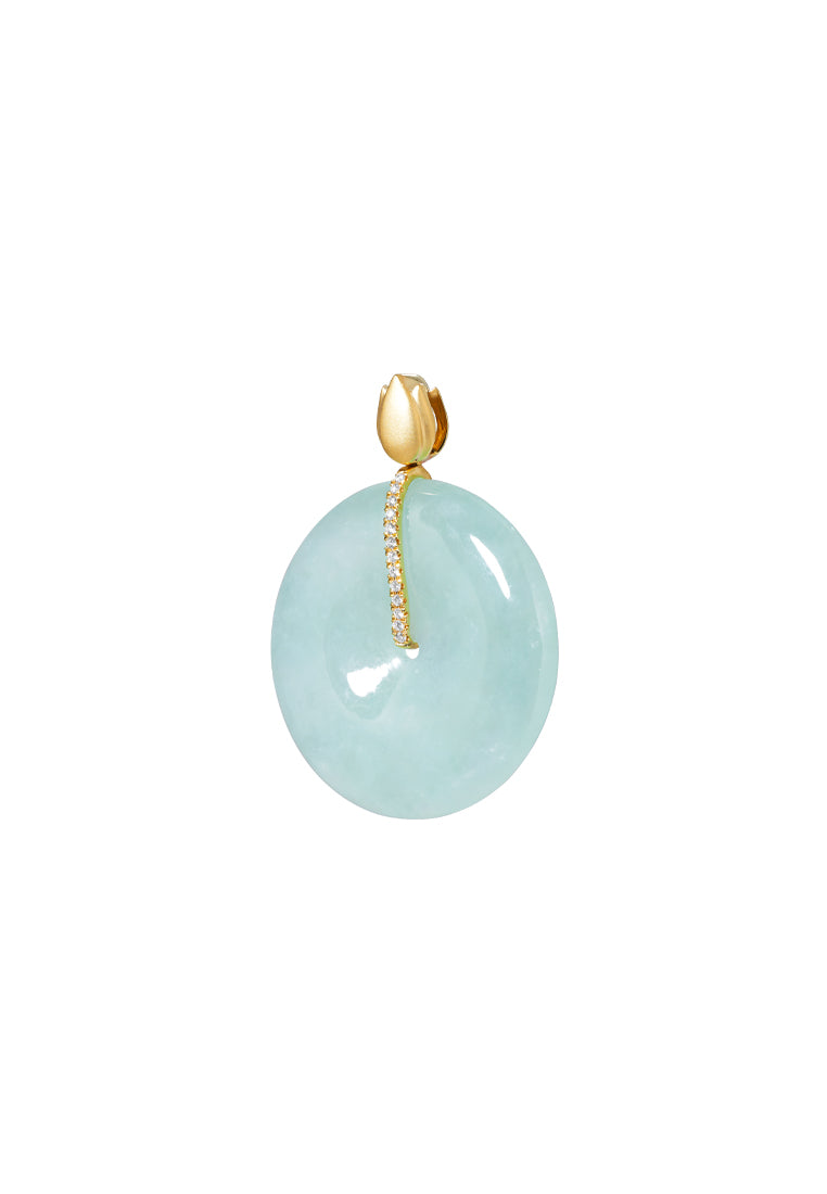 TOMEI Budding Flower Jade Pendant, Yellow Gold 750