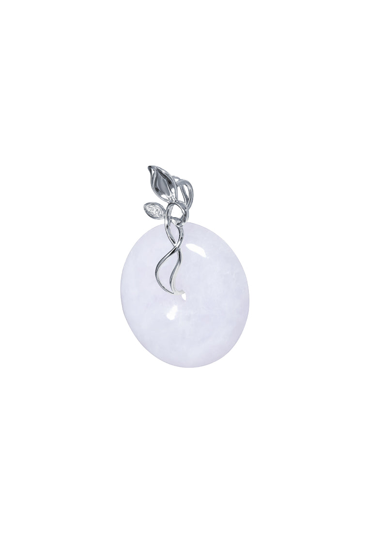 TOMEI Blooming Leaves Jade Pendant, White Gold 750