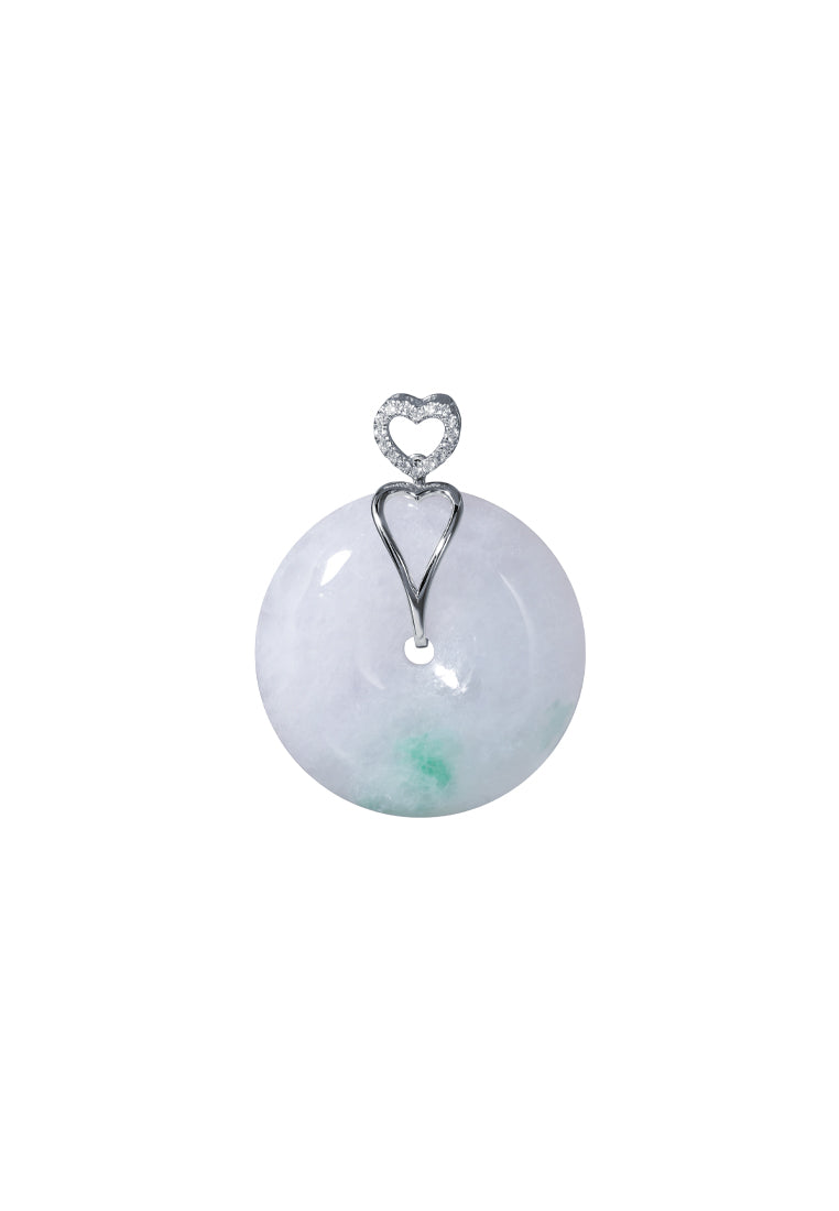 TOMEI Heart Jade Pendant, White Gold 750