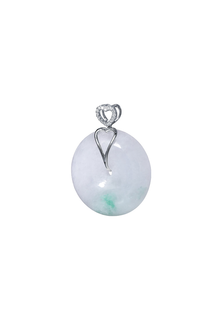 TOMEI Heart Jade Pendant, White Gold 750