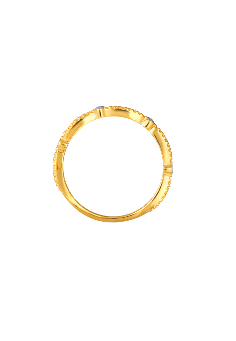 TOMEI Dual-Tone Crown Ring, Yellow Gold 916