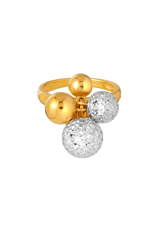 TOMEI Dual-Tone Party Balloon Ring, Yellow Gold 916