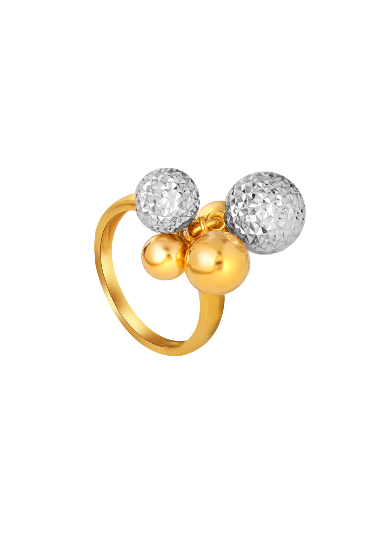 TOMEI Dual-Tone Party Balloon Ring, Yellow Gold 916