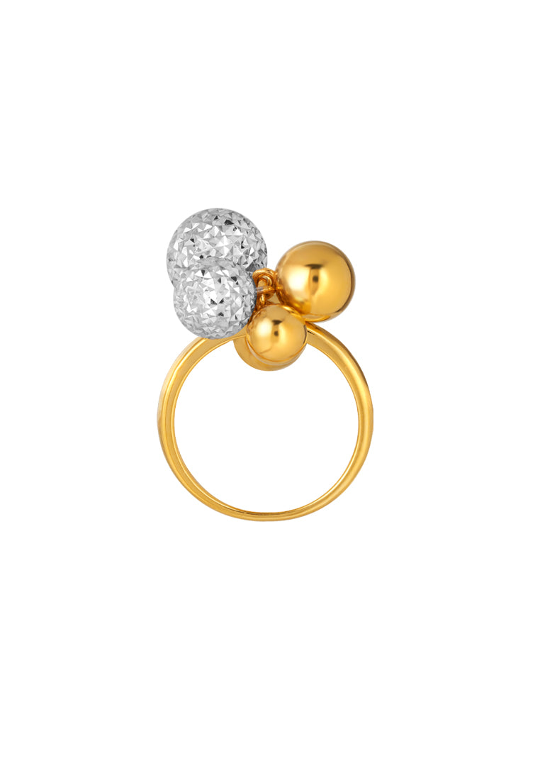 TOMEI Dual-Tone Party Balloon Ring, Yellow Gold 916