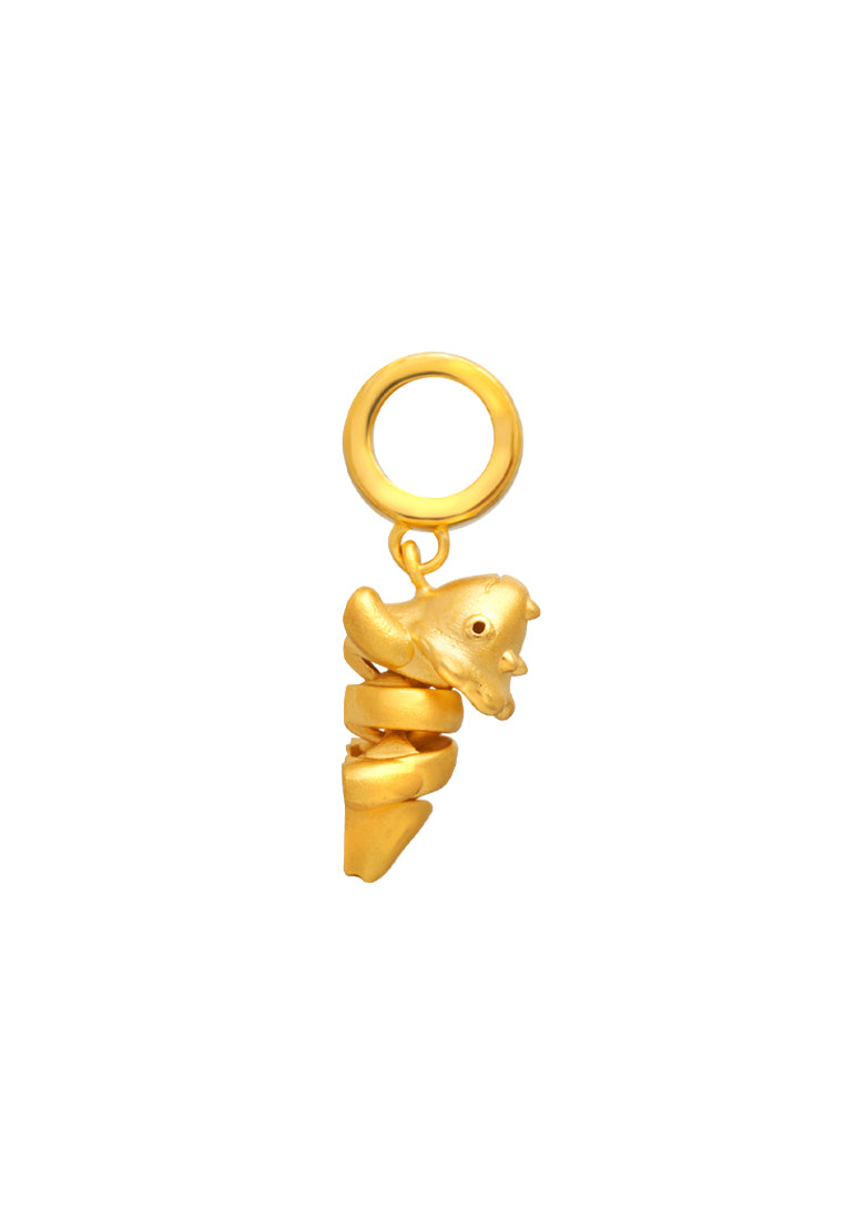 TOMEI Baby Dinosaur Charm, Yellow Gold 916