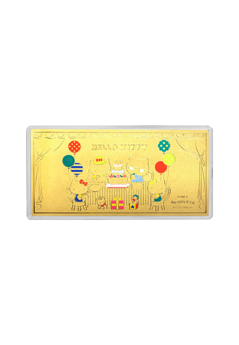 TOMEI X SANRIO Hello Kitty Happy Birthday Gold Foil 1G, Yellow Gold 9999