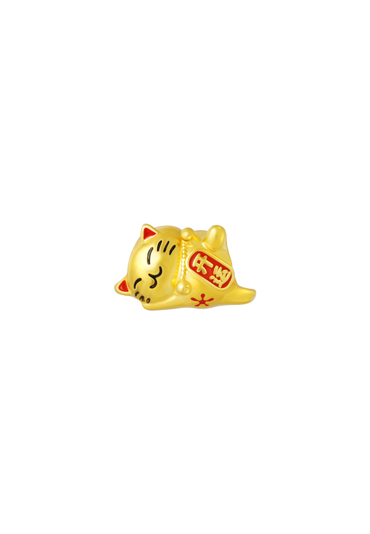 TOMEI Chomel Collection Lucky Cat Charm, Yellow Gold 916