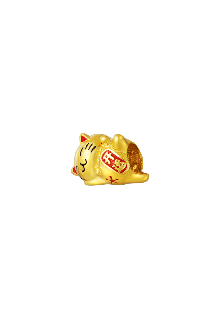 TOMEI Chomel Collection Lucky Cat Charm, Yellow Gold 916