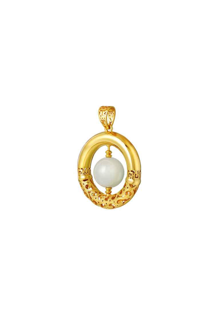 TOMEI Rotatable Jade Pendant, Yellow Gold 916