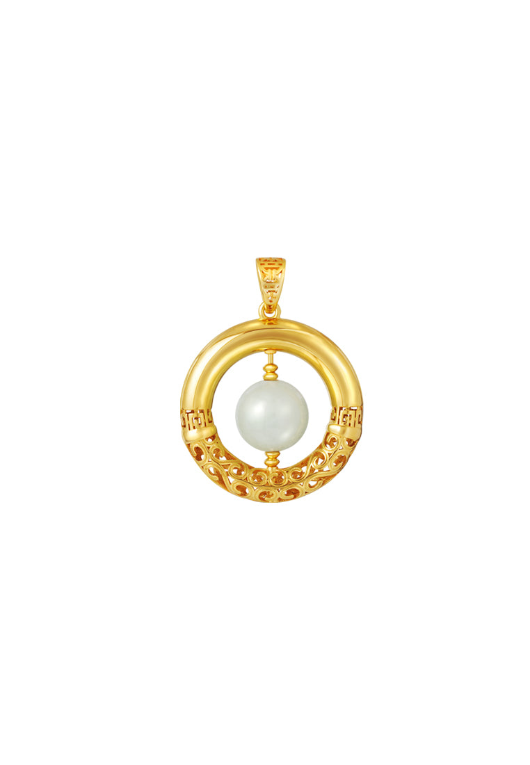 TOMEI Rotatable Jade Pendant, Yellow Gold 916