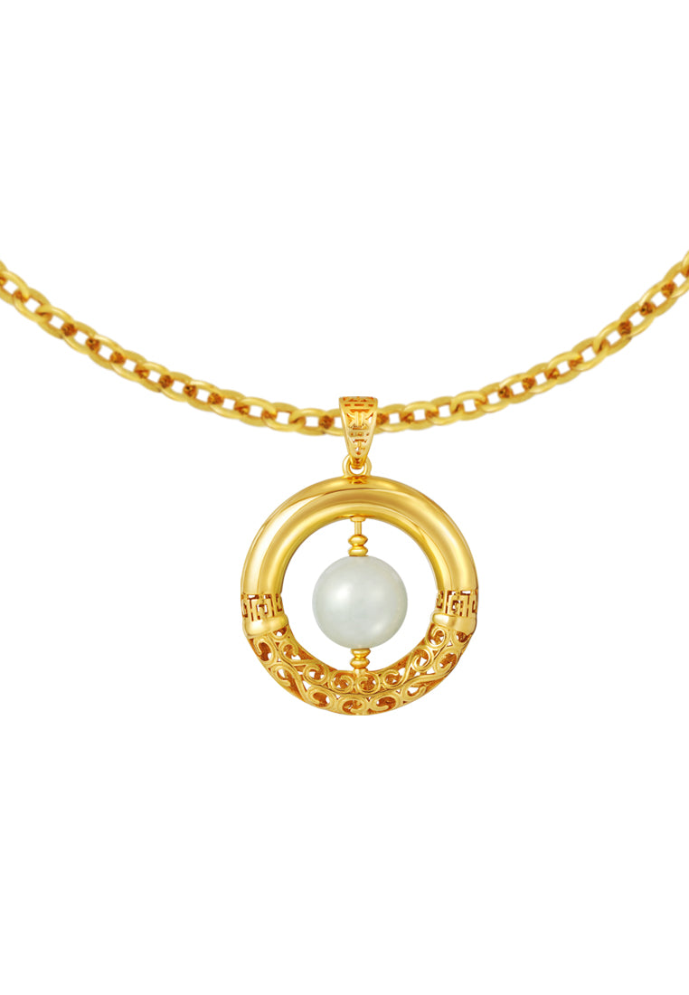 TOMEI Rotatable Jade Pendant, Yellow Gold 916