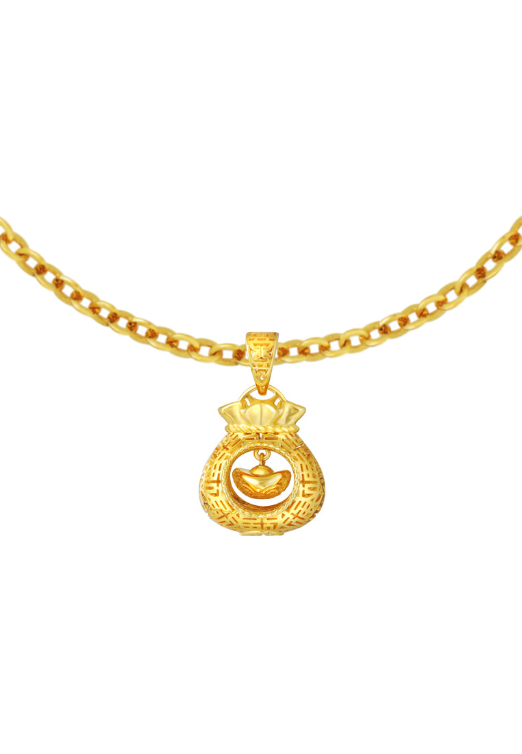 TOMEI Ingot Money Bag Pendant, Yellow Gold 916