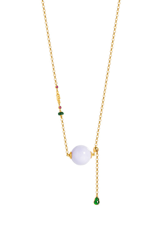 TOMEI Auspicious Barrel Purple Jade Necklace, Yellow Gold 750