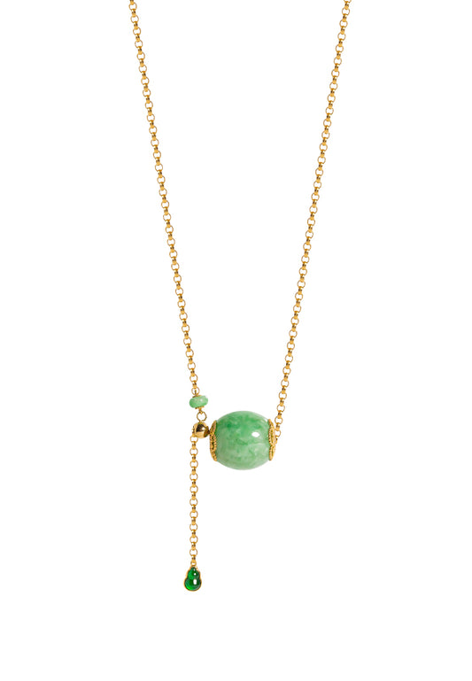 TOMEI Auspicious Barrel Jade Necklace, Yellow Gold 750