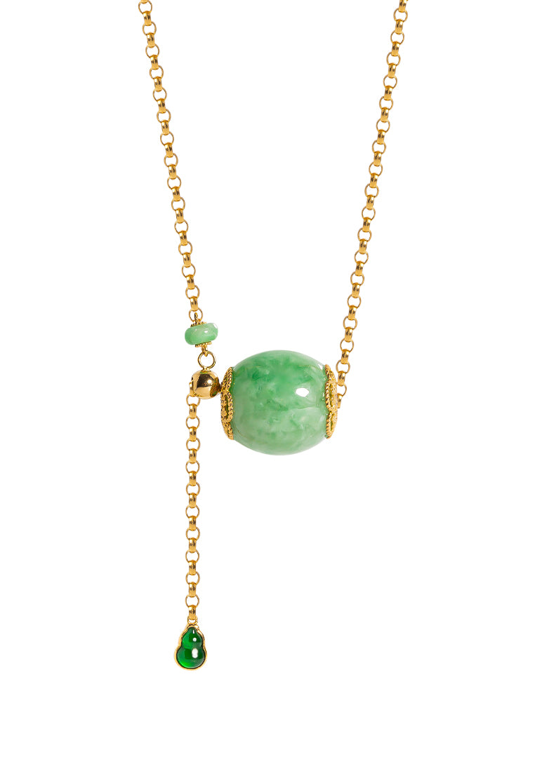 TOMEI Auspicious Barrel Jade Necklace, Yellow Gold 750