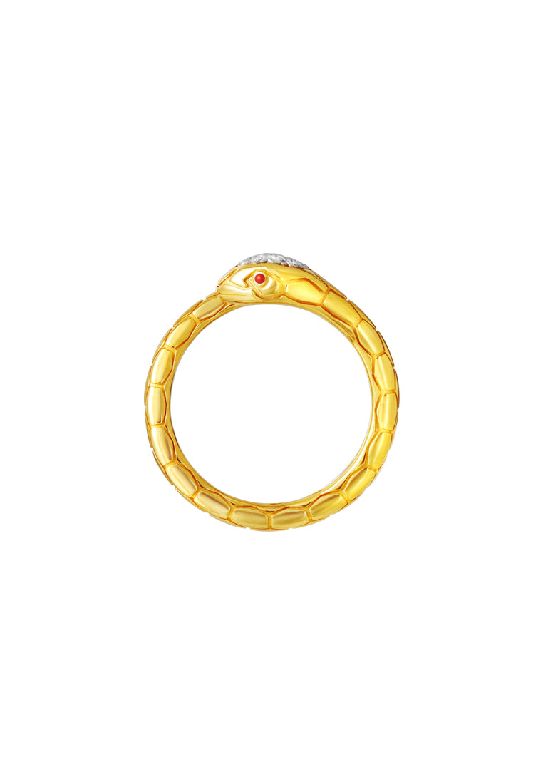 TOMEI Diamond Cut Collection, The Golden Snake Ring, Yellow Gold 916