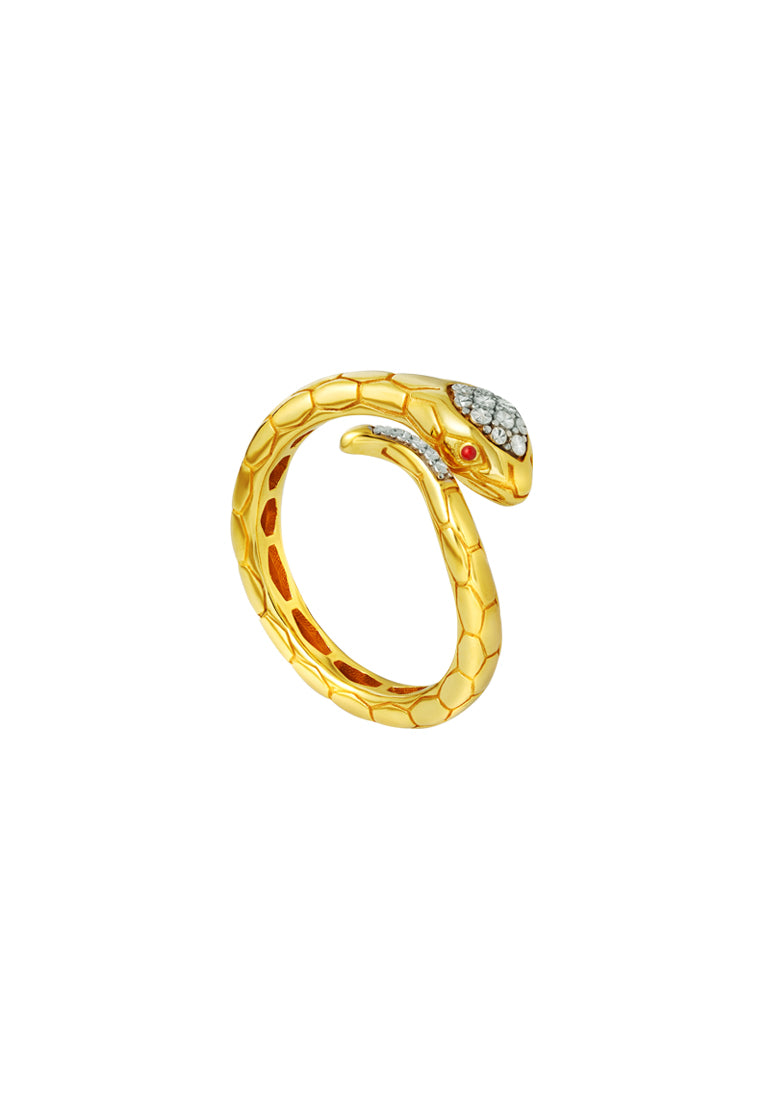 TOMEI Diamond Cut Collection, The Golden Snake Ring, Yellow Gold 916