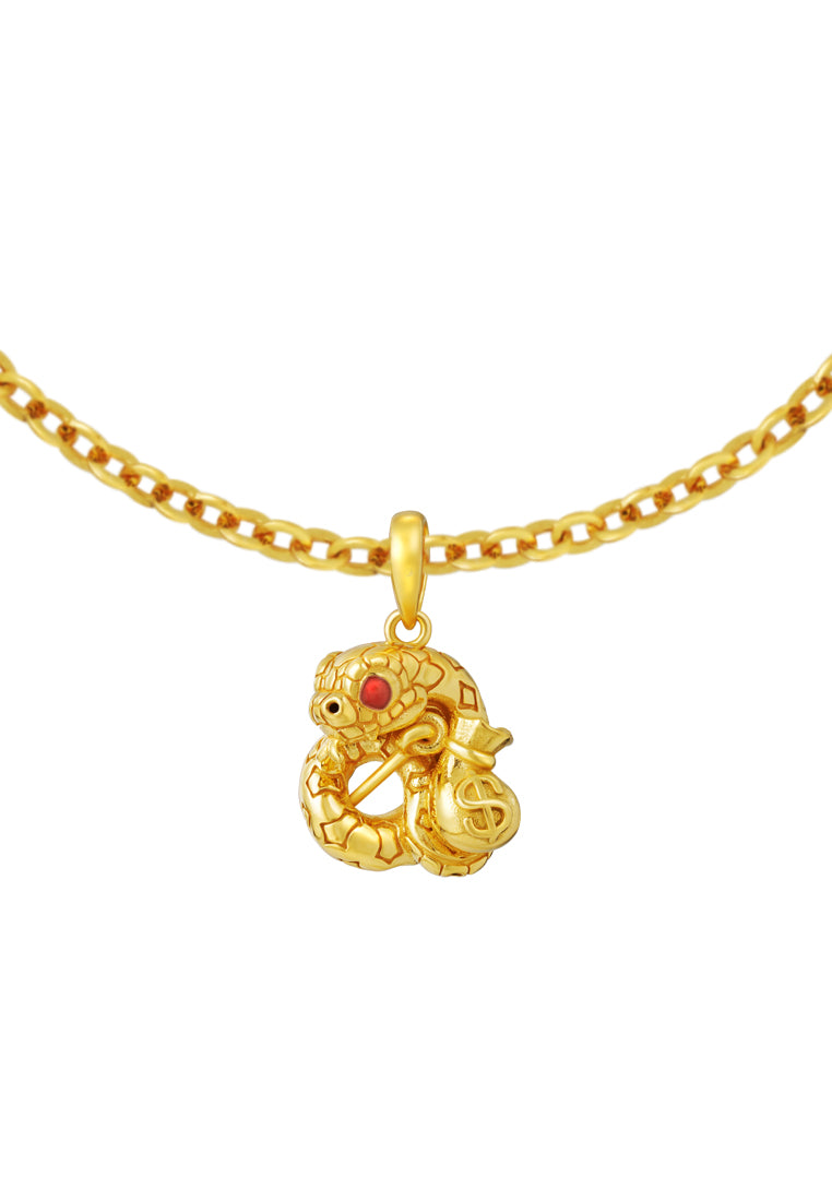 TOMEI Snake with Money Bag Pendant, Yellow Gold 916