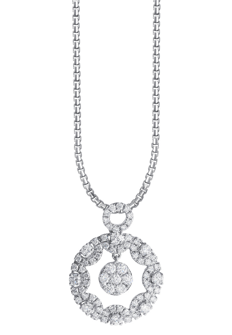 TOMEI Diamond Pendant, White Gold 750