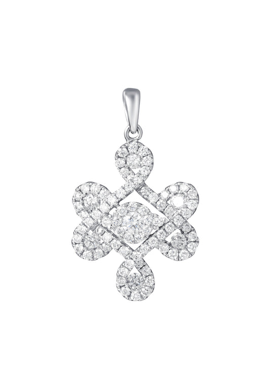 TOMEI Ruyi Knot Diamond Pendant, White Gold 750