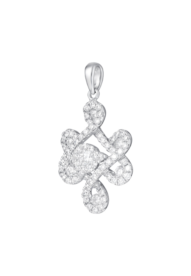 TOMEI Ruyi Knot Diamond Pendant, White Gold 750