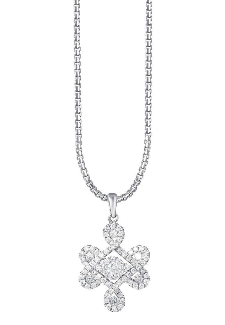 TOMEI Ruyi Knot Diamond Pendant, White Gold 750